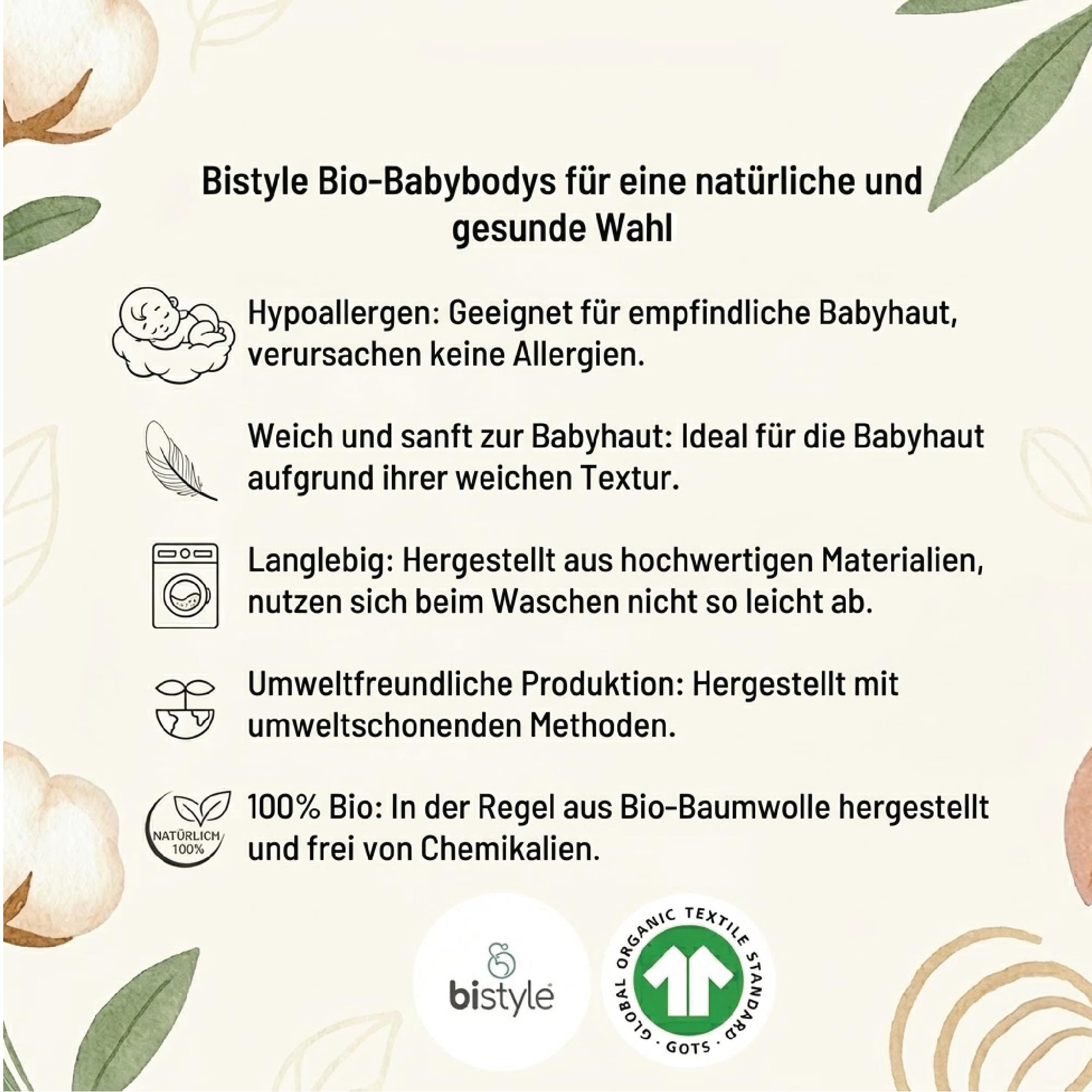 bistyle Body para bebé unisex de manga corta de algodón orgánico para niños y niñas, paquete de 5