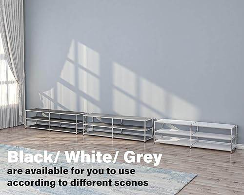 Miniatura 9 de Estante de almacenamiento de metal, estantes de almacenamiento ajustables de 3 niveles, muebles modernos para el hogar, organizador de metal Matt