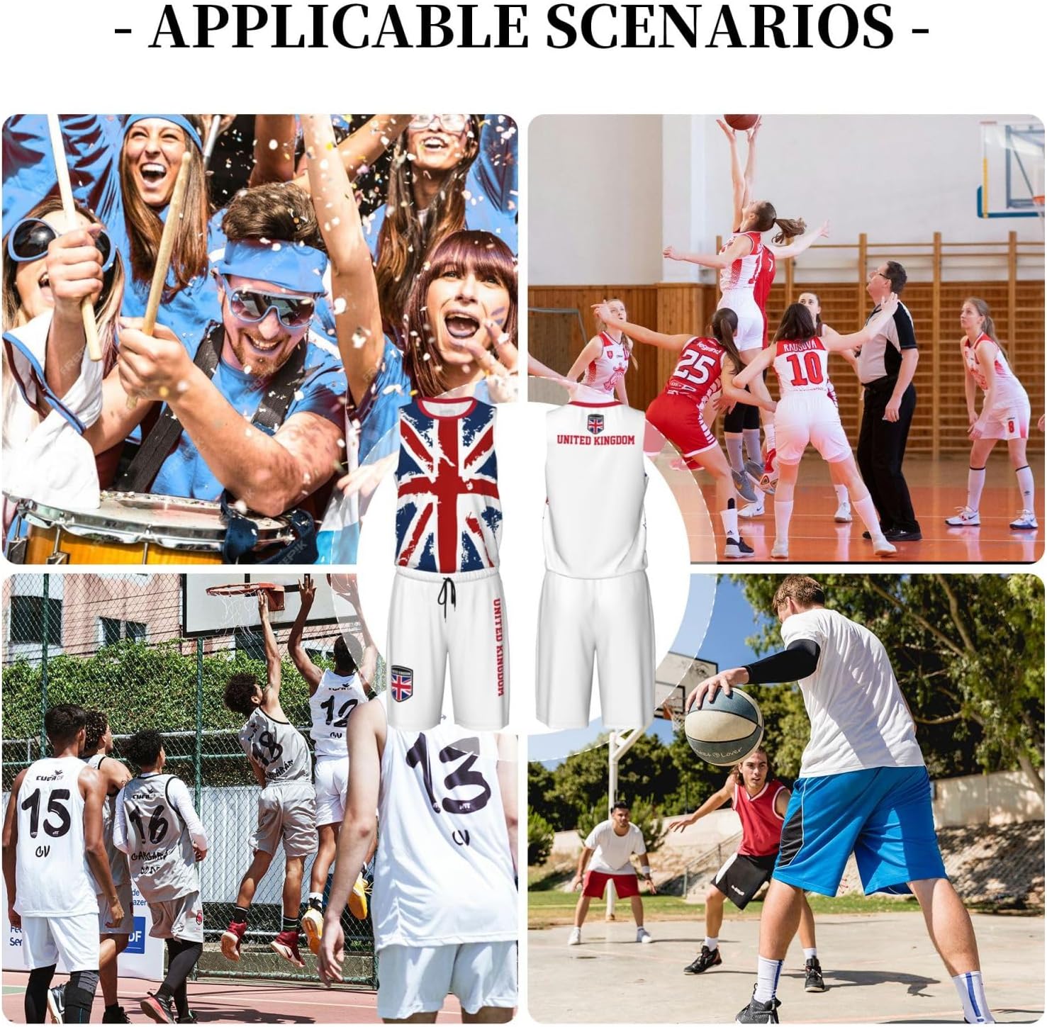 United Kingdom Flag (1) Basketball Jersey Uniform Suit for Men Adults Training Athletic Set