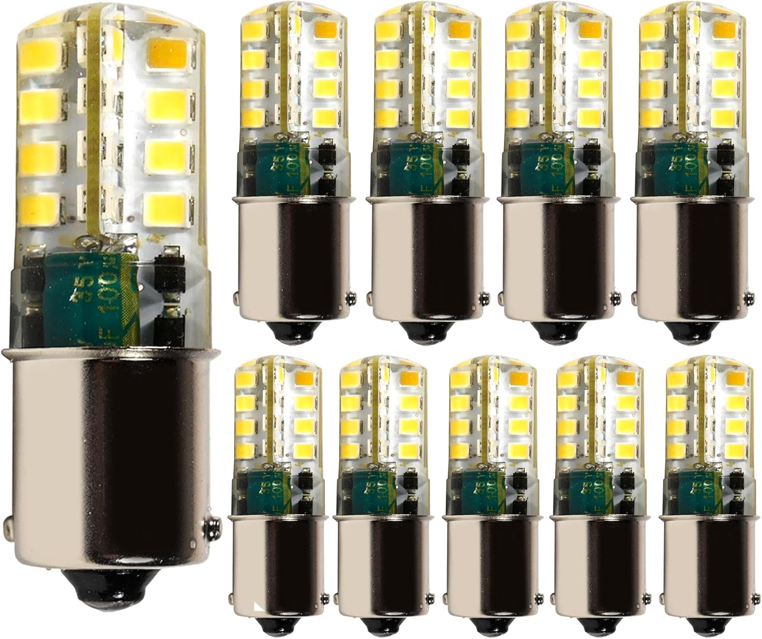 HQRP 10-Pack 3W 250-300 Lumen BA15s Bayonet Base 32 LEDs SMD LED Bulbs Cool White for #93 1141 1156 1073 1093 1129 Replacement