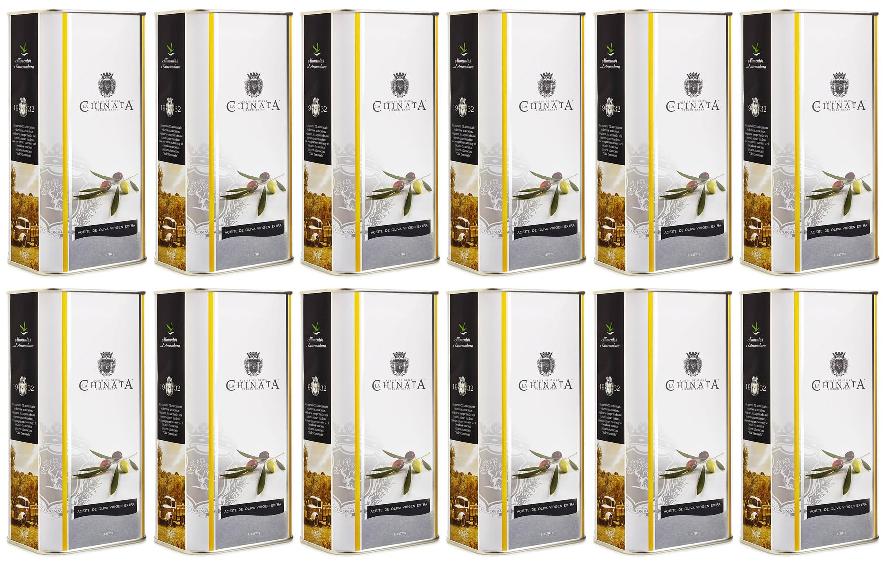 La Chinata Lata Aceite de Oliva Virgen Extra - Paquete de 12 x 1000 ml - Total: 12000 ml