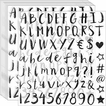 Glitter Letter Stickers 810 Pieces 10 Sheets Alphabet Number Stickers,Self Adhesive Letters for Scrapbooking,Mailbox,Kitchen,Graduation Cap,Signs,Home,Business,Craft,OfficeBlack, 1Inch