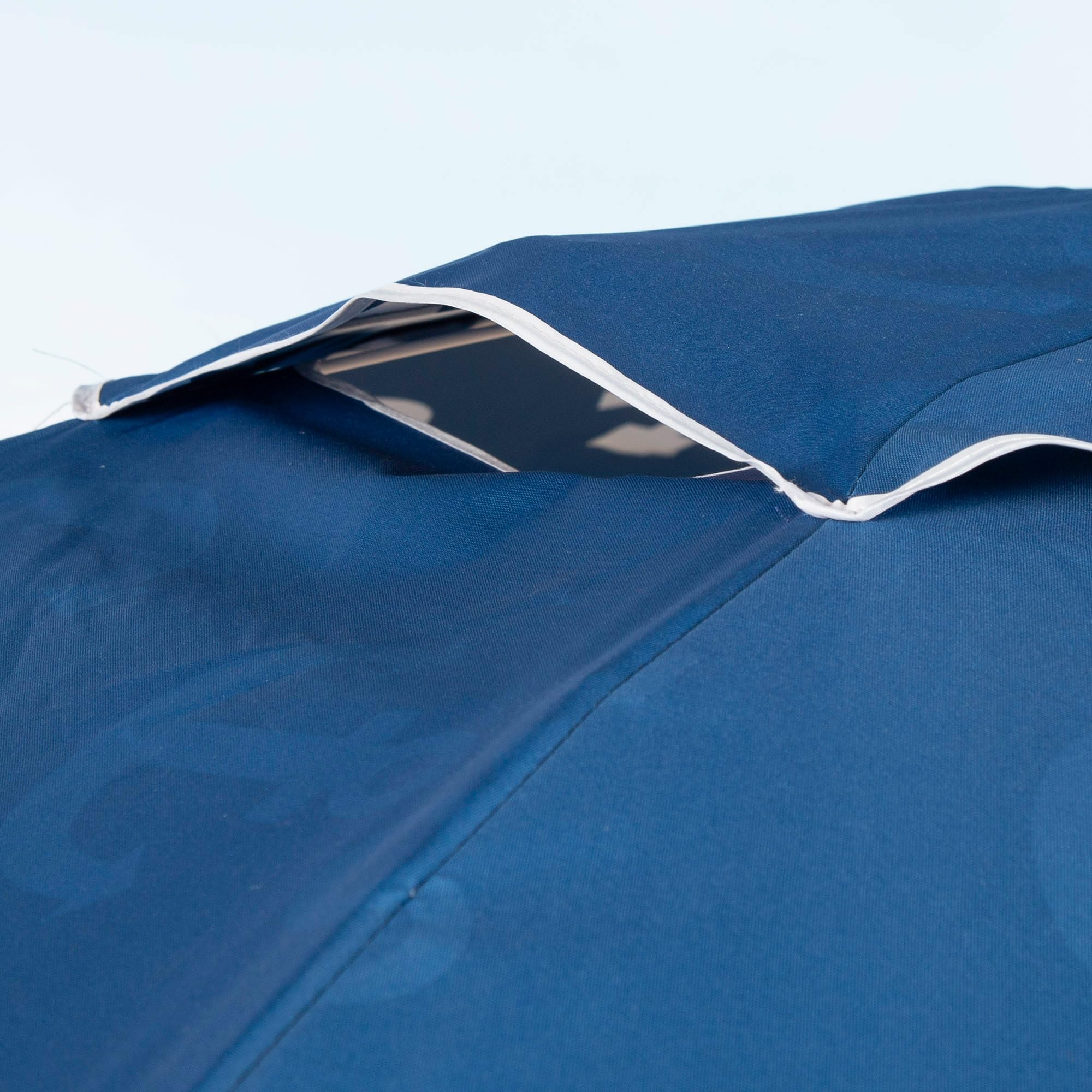AKTIVE Sombrilla de playa 220 cm azul con estampado anclas, mástil de acero inclinable y ventilación superior, ligera y resistente al viento, protección solar UV30 y bolsa de transporte (62426)