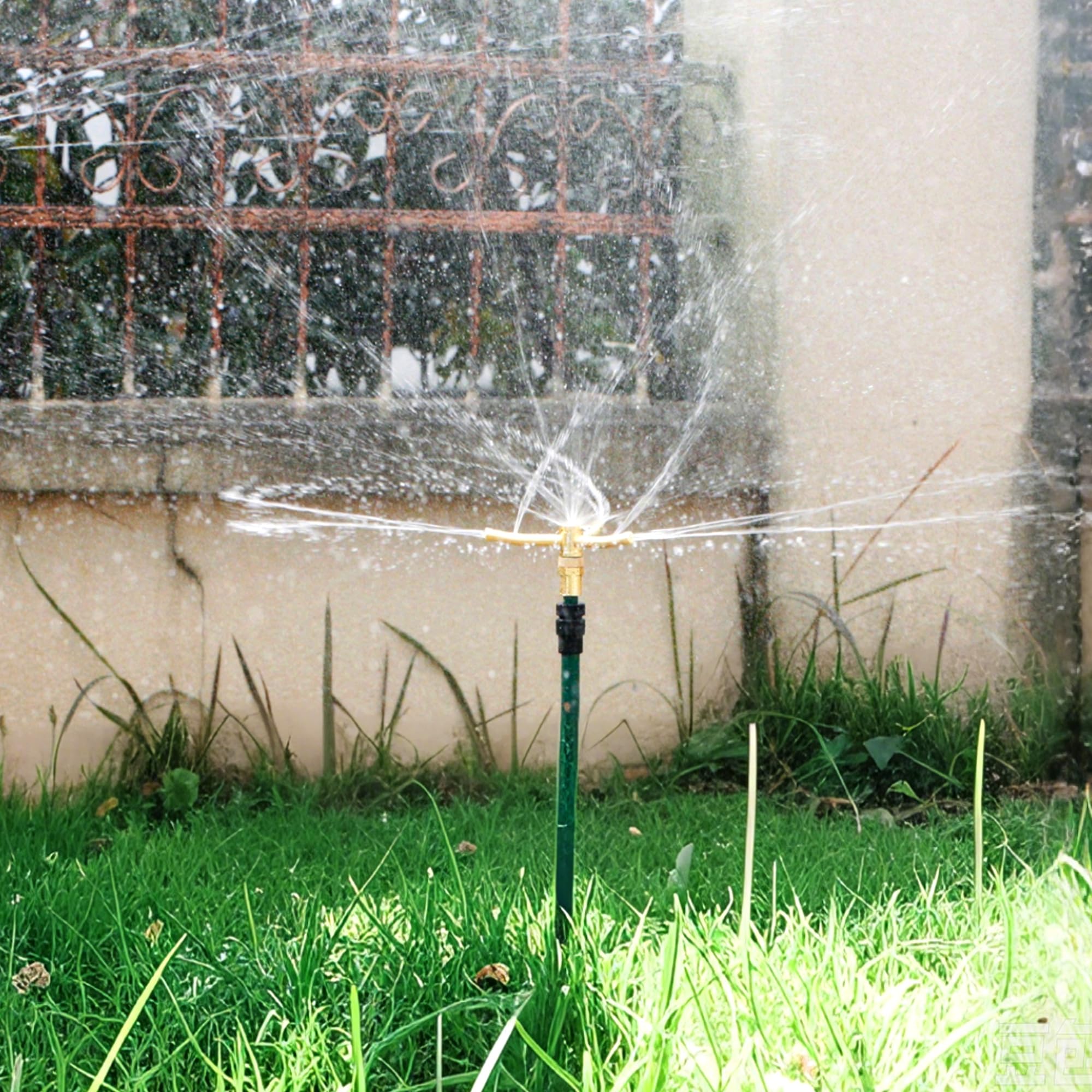 Aspersor de jardín de 3 brazos, aspersor de agua de jardín de rotación de 360 grados, aspersor de césped de gran altura, sistema de riego de césped