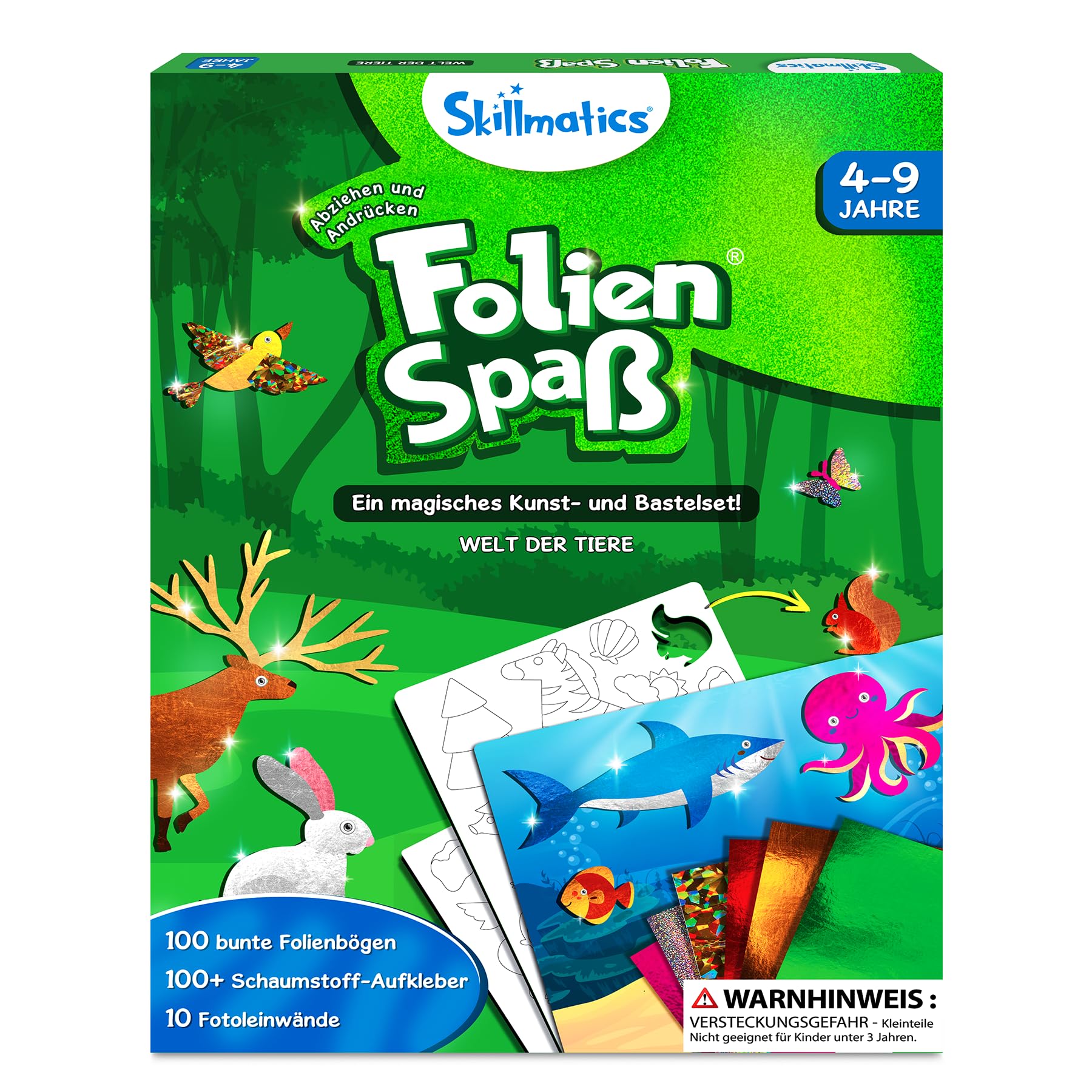Skillmatics Kunst & Bastelaktivität- Folienspaß Tiere | Schmutzfreie Kunst für Kinder, Bastelsets, DIY-Aktivität, Geschenke für 4 bis 9 Jahre
