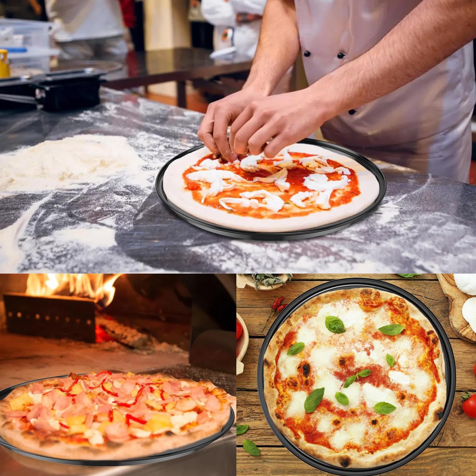 Teglia per Pizza Cucina Antiaderente Acciaio Al Carbonio