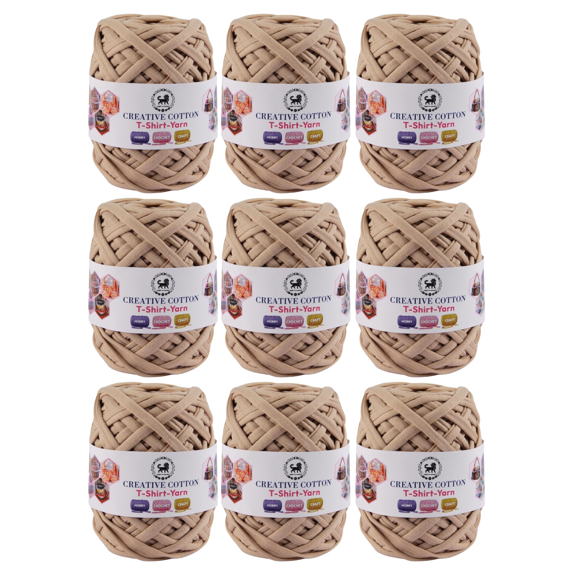 NESTNHAVEN Creative Cotton T-Shirt Yarn Carpet, Knitting Yarn for Hand Knitting DIY Bags, Baskets, Blanket, Cushion Crocheting Projects 200 GMS (Beige) | (900 Gm)