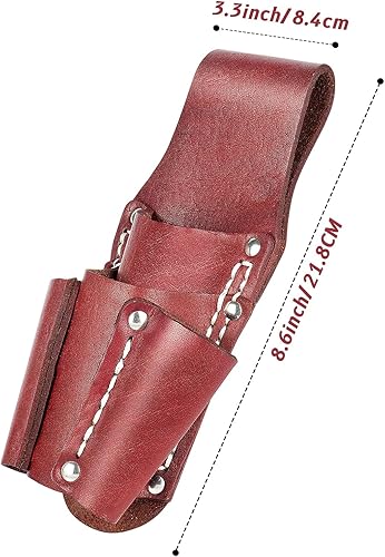 Miniatura 6 de Bolsa de herramientas de cuero, bolsa de herramientas de electricista con 4 bolsillos, resistente y duradera, para cualquier electricista/soldador,