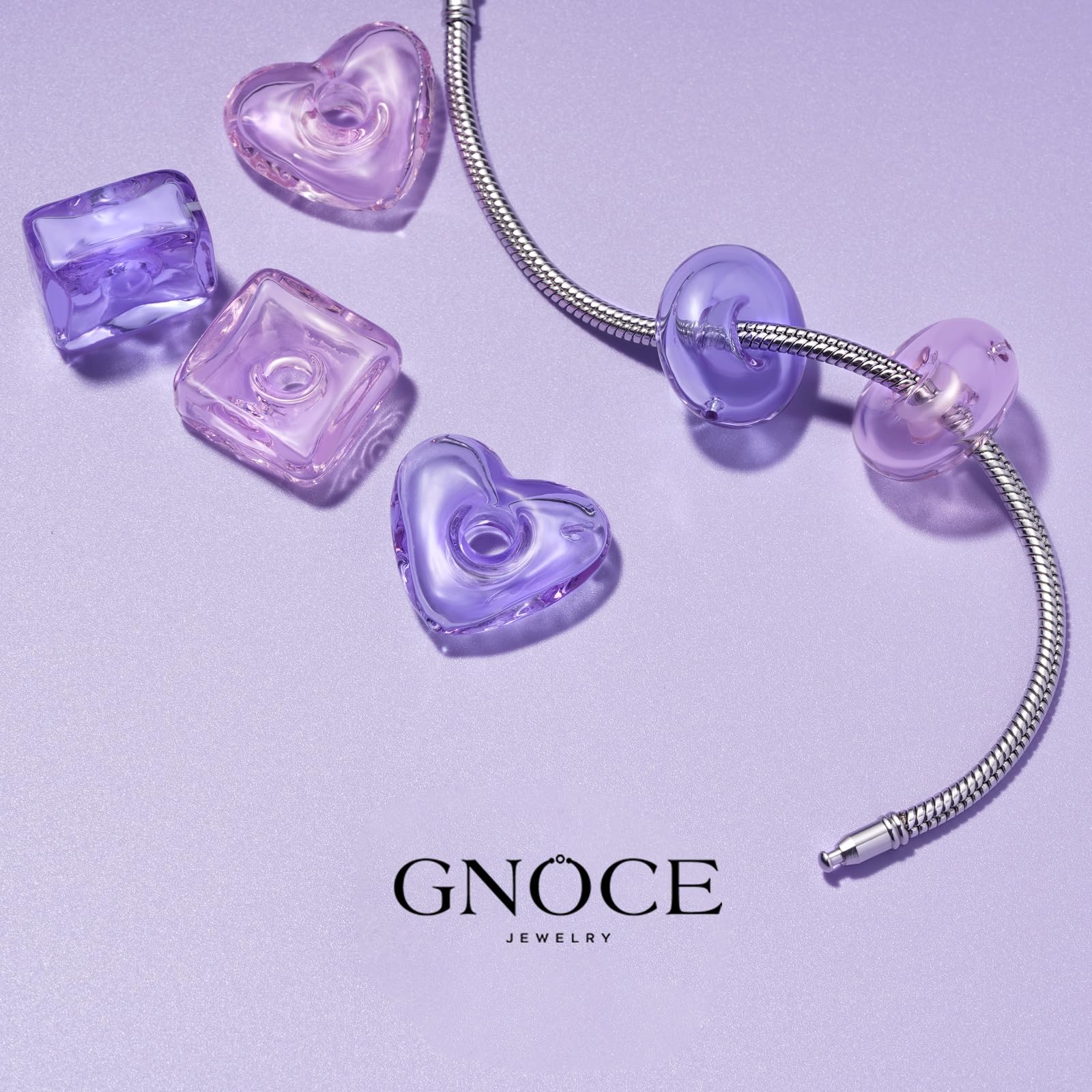 GNOCE Luce Viola oli Essenziali Profumo Diffusore Charm Quadrato, Charms di Vetro di Murano per Donne Ragazze Moglie Figlia, San Valentino, Regalo di Gioielli per la Festa Della Mamma