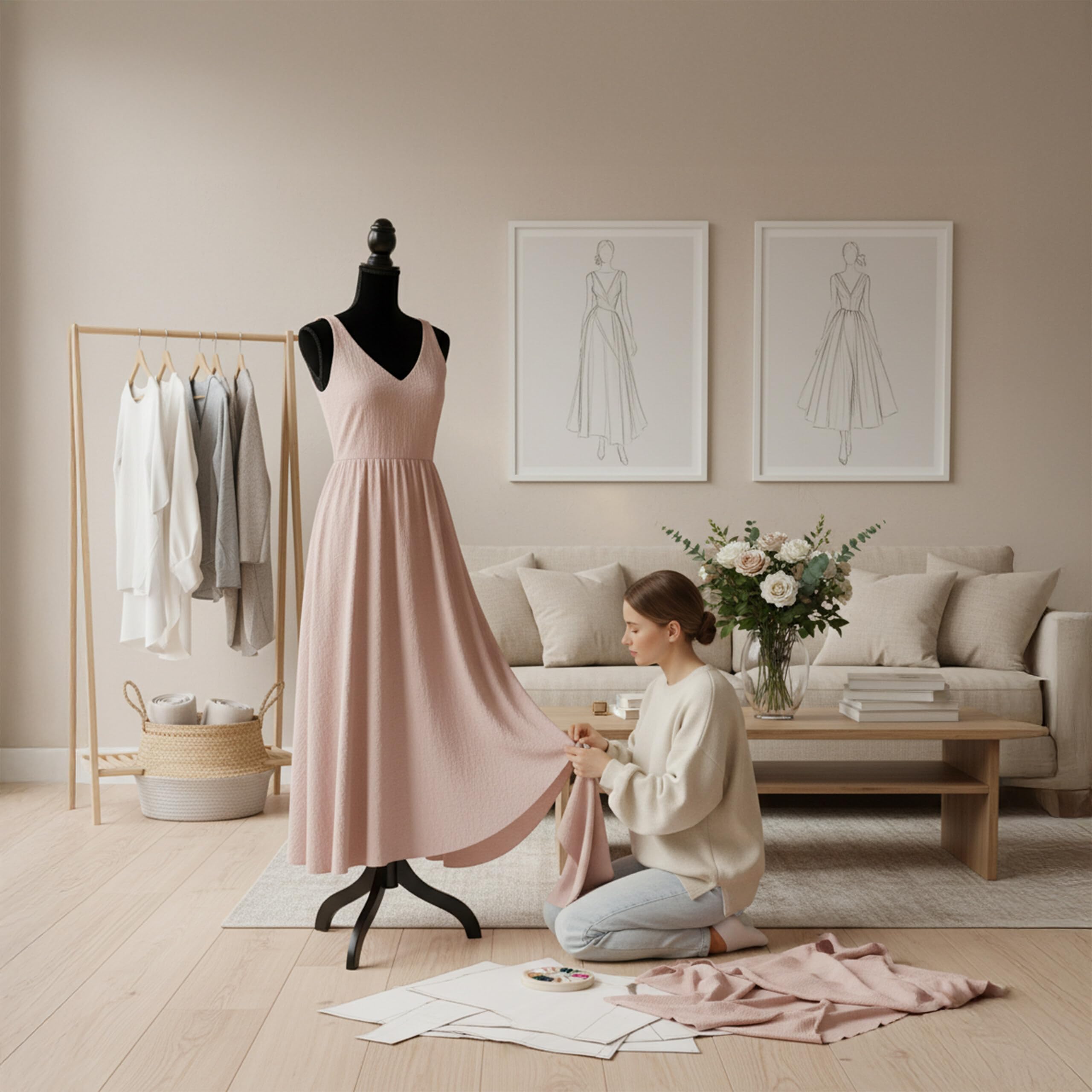 Relaxdays manichino da Sarto Donna, Taglia 36/38, Regolabile 130–167 cm, Rivestimento in Velluto, Base in Legno, Nero