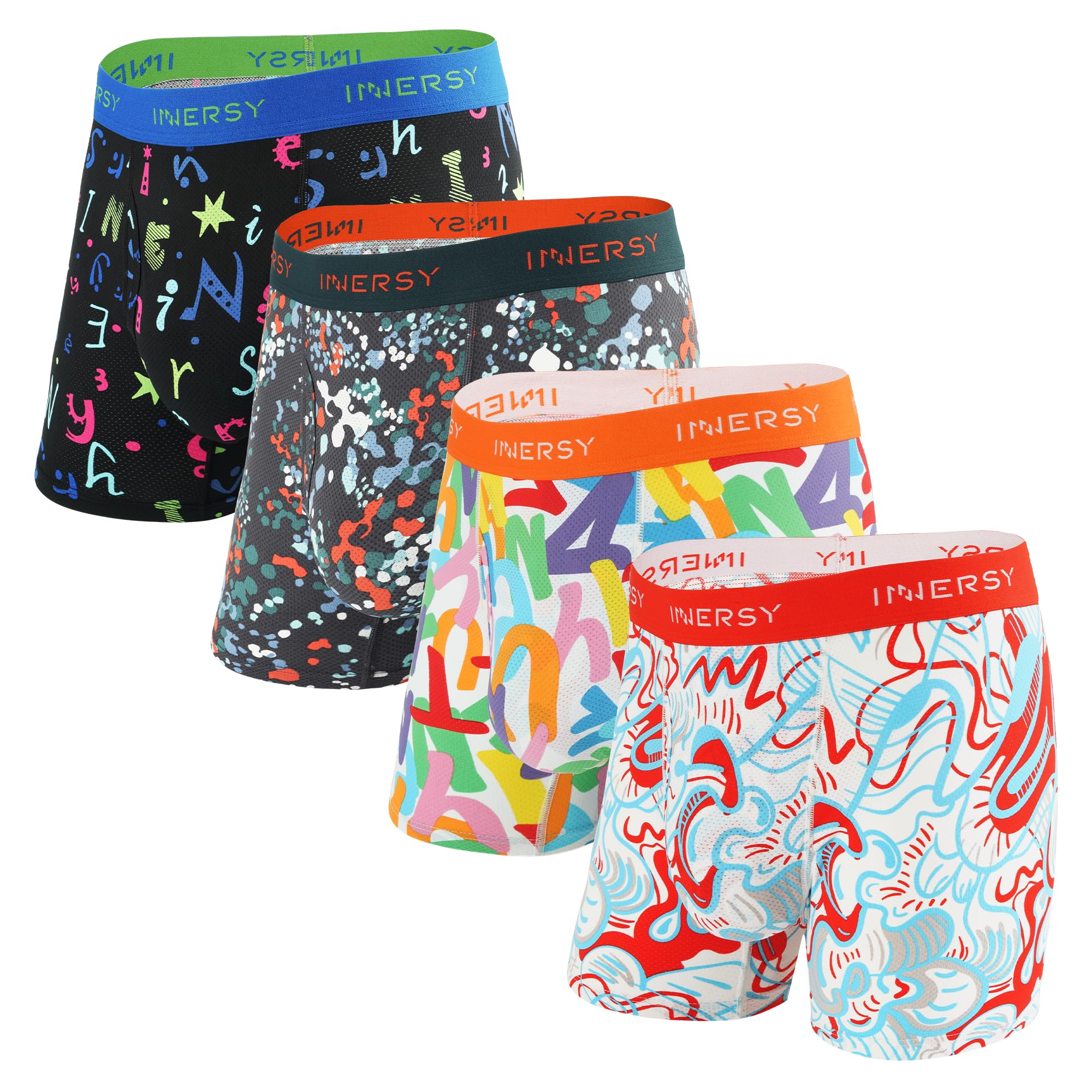 INNERSY Mens Breathable Mesh Boxer Briefs Cooling Moisture Wicking Underwear 4-Pack