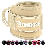 DMoose Fitness Ankle Straps for Cable Machines - One Size Fit Premium Padding, Glute Kickback Ankle Strap for Women & Men, Cable Attachments for Gym & Booty Workouts & Hip Abductors (Beige - Single)