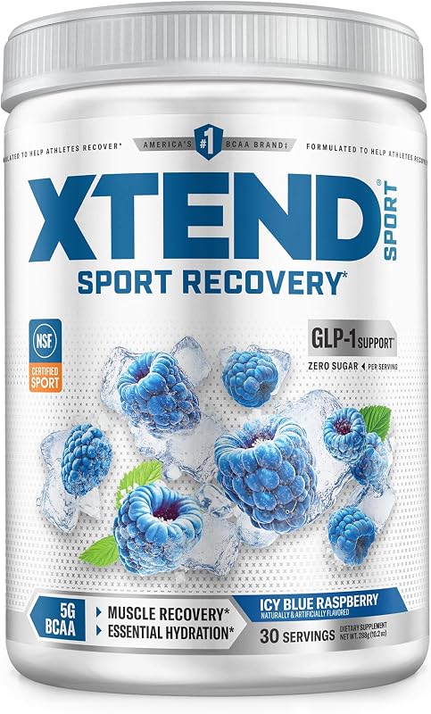 Sport BCAA Powder Blue Raspberry Ice - Electrolyte Powder for Recovery & Hydration with Amino Acids - 30 Servings
