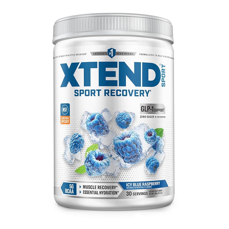 XTEND Sport BCAA Powder Blue Raspberry Ice - Electrolyte Powder for Recovery & Hydration with Amino Acids - 30 Servings Icy Blue Raspberry