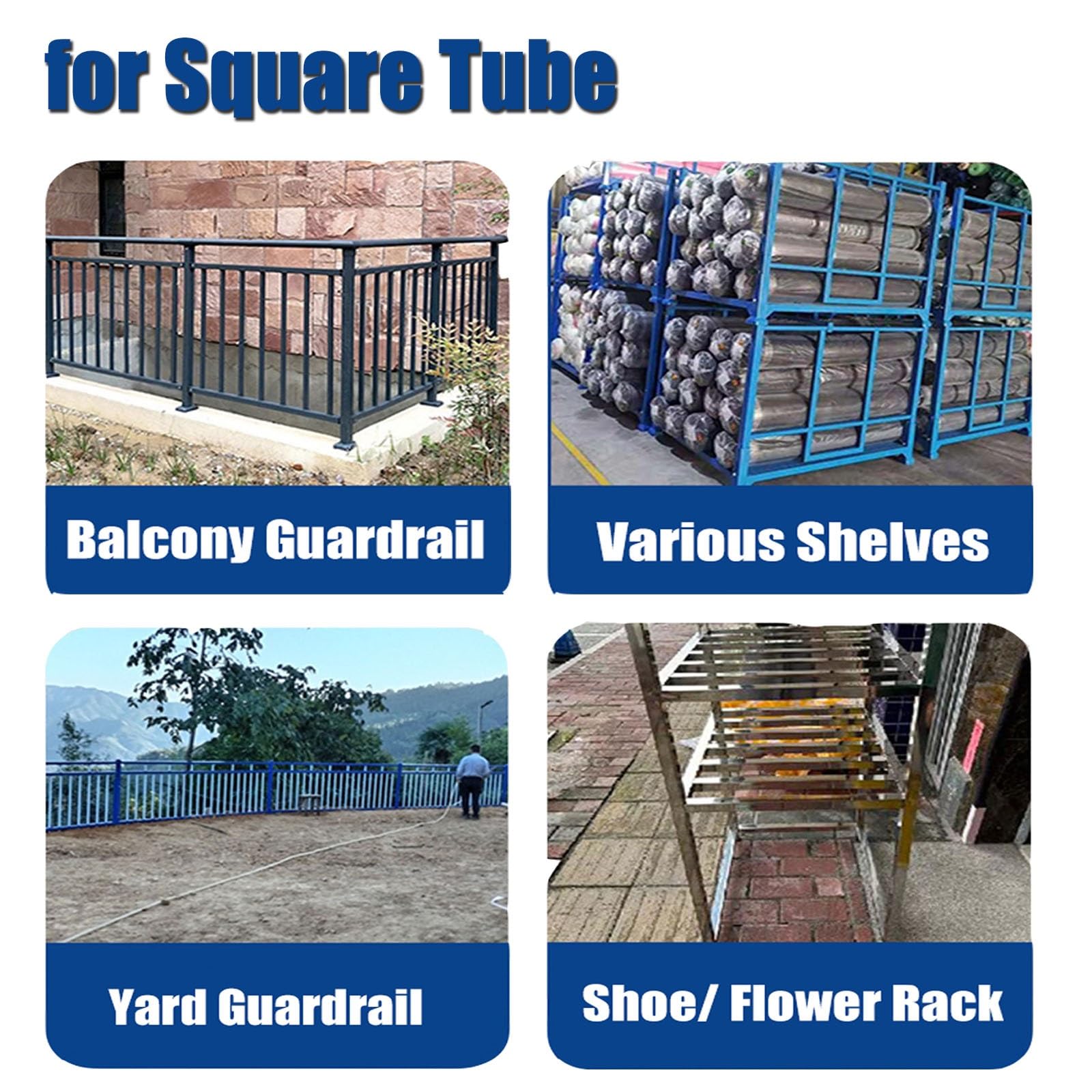20 connettori per tubi quadrati a 4 vie, raccordi resistenti per tubi da 2,5 cm a 5,1 cm, perfetti per recinzioni Guardra e morsetti per guide terminali, set di connettori versatili da 25 x 25 mm
