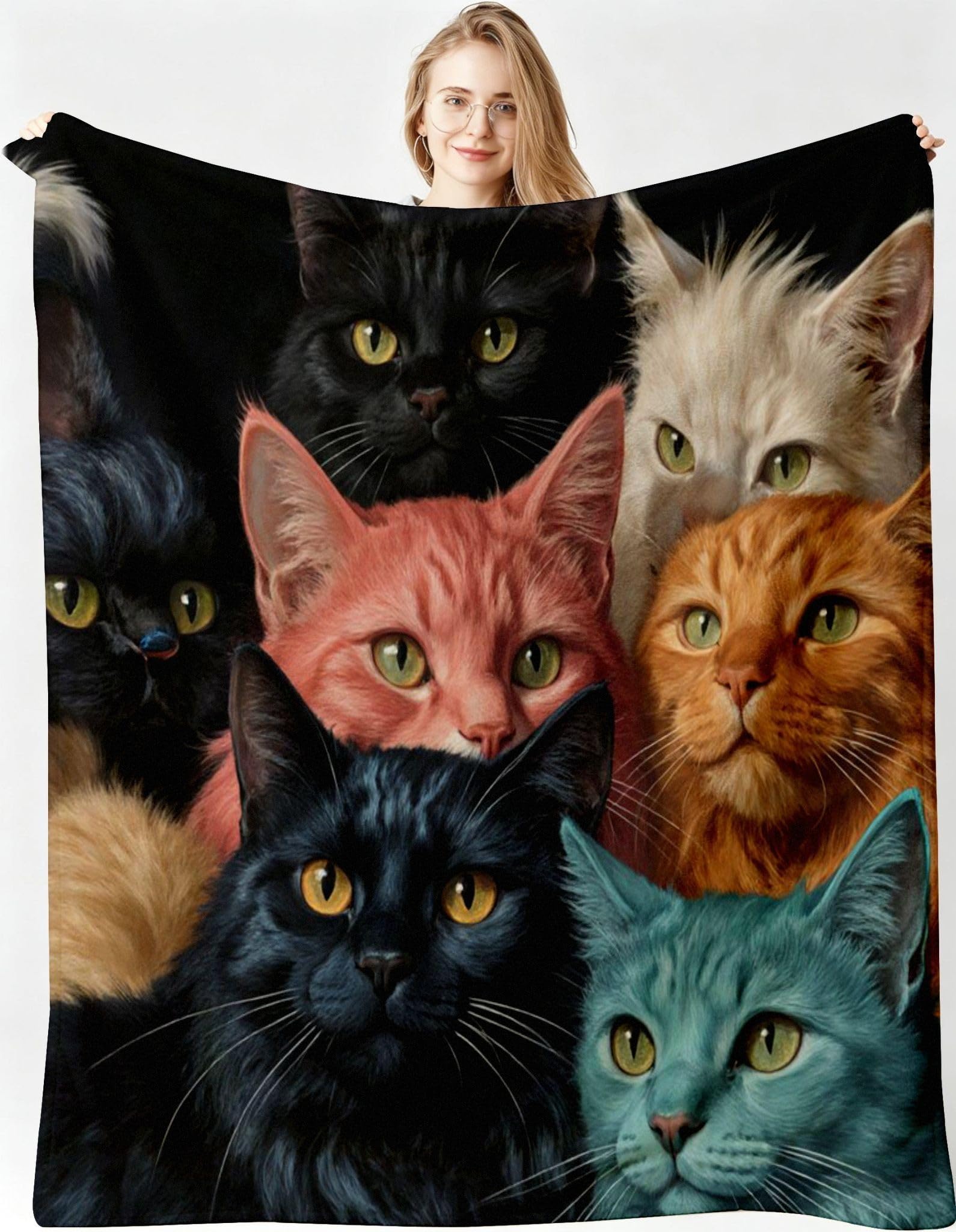 Coperta XXL 240x260 Gatto Animale Flanella Copridivano-A90 | Coperta Multiuso, Resistente Allo Sporco, Durevole e Leggero, per Divano Letto Tutta la Famiglia, Morbida Letto Matrimoniale
