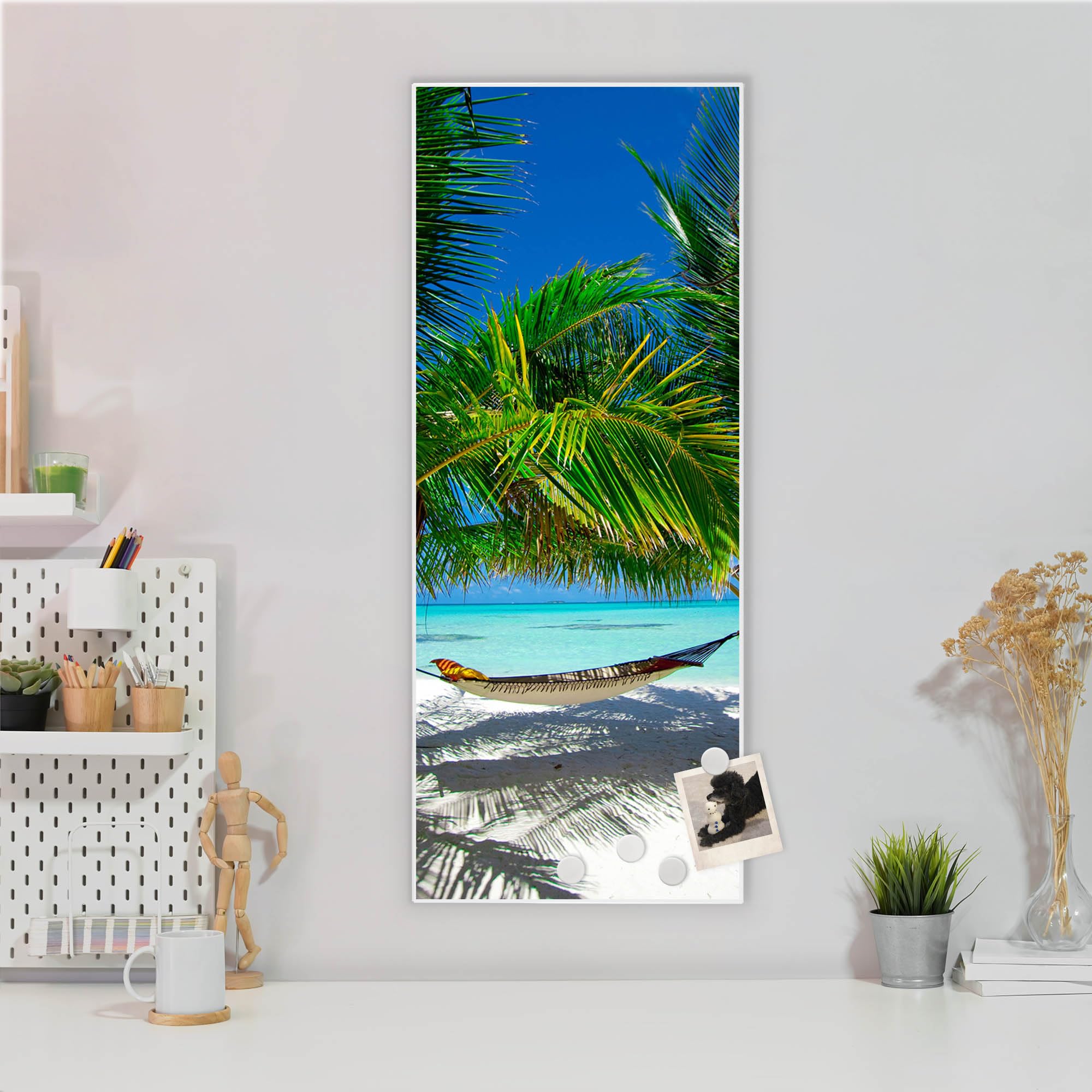 Glas Magnettafel im Hochformat Zum Strand | banjado