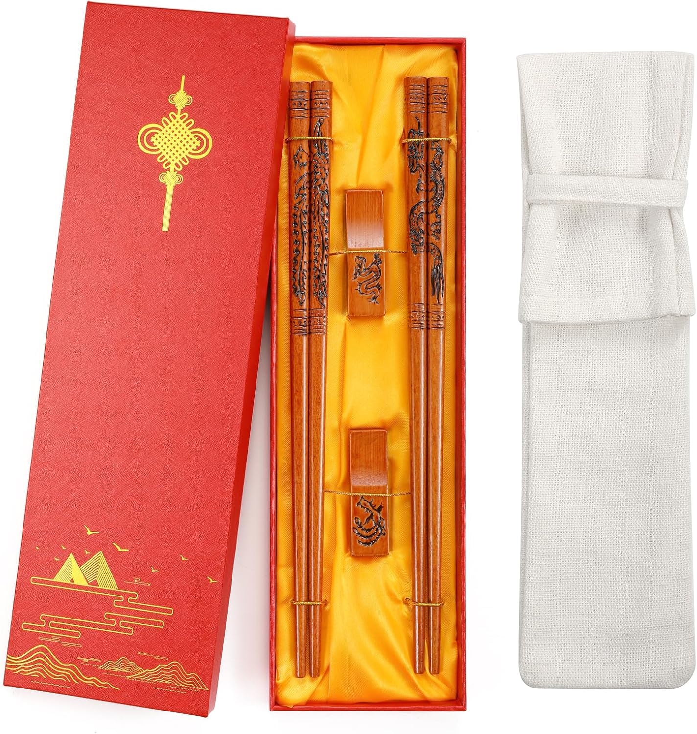Reusable Chopsticks, Dragon and Phoenix Chopsticks Set, Dishwasher-Safe Chopstick for Chinese Traditional Fashion Gift Set(2 pairs) — Amazon image 7