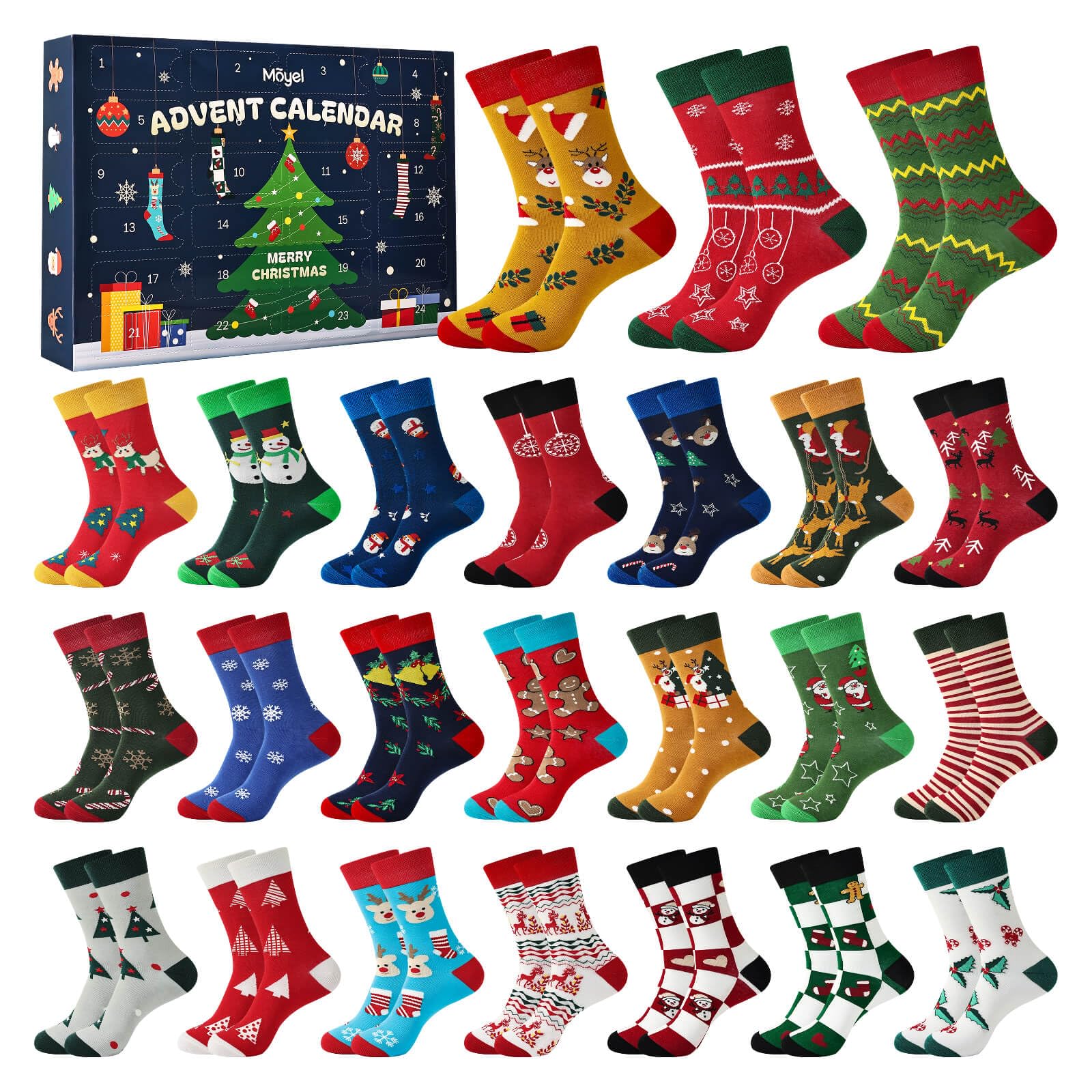 Moyel Adventskalender 2026 Socken Herren 24 Paar Lustig