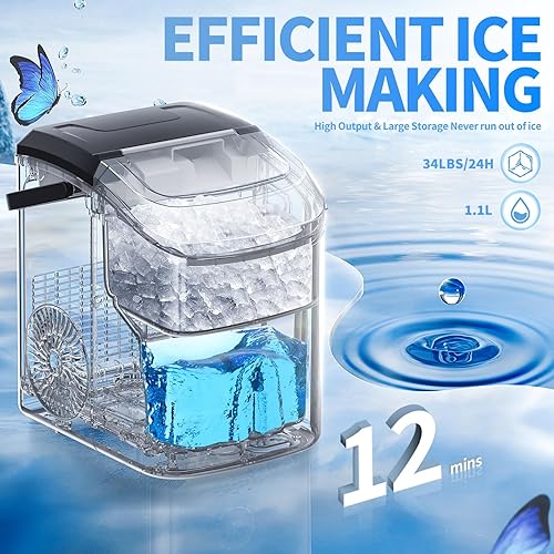 Miniatura 2 de Nugget - Máquina de hielo para encimera con hielo masticable suave, 34 libras24 horas, máquina de hielo portátil con cuchara de hielo, autolimpieza,