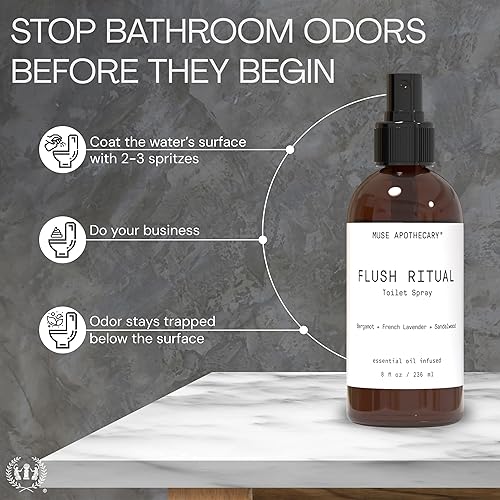 Miniatura 11 de Muse Apothecary Flush Ritual - Aerosol aromático y refrescante para inodoro, uso antes de ir, 4 onzas, infundido con aceites esenciales naturales