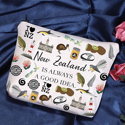 Miniatura 5 de POFULL Regalo inspirado en Nueva Zelanda Nueva Zelanda es siempre una buena idea, bolsa de cosméticos, regalo para amantes de Nueva Zelanda, Bolsa