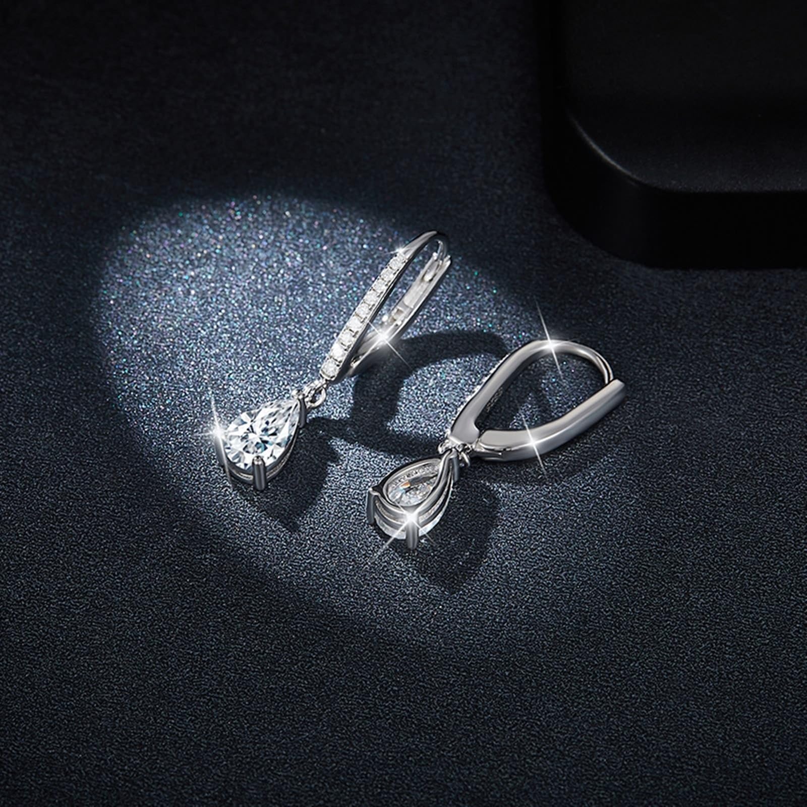 KnSam Silber 925 Ohrhänger, Ohrringe 925 Silber Mädchen mit Moissanit 1ct 5x8mm Silber 925 Ohrringe Damen Hängend Moissanit