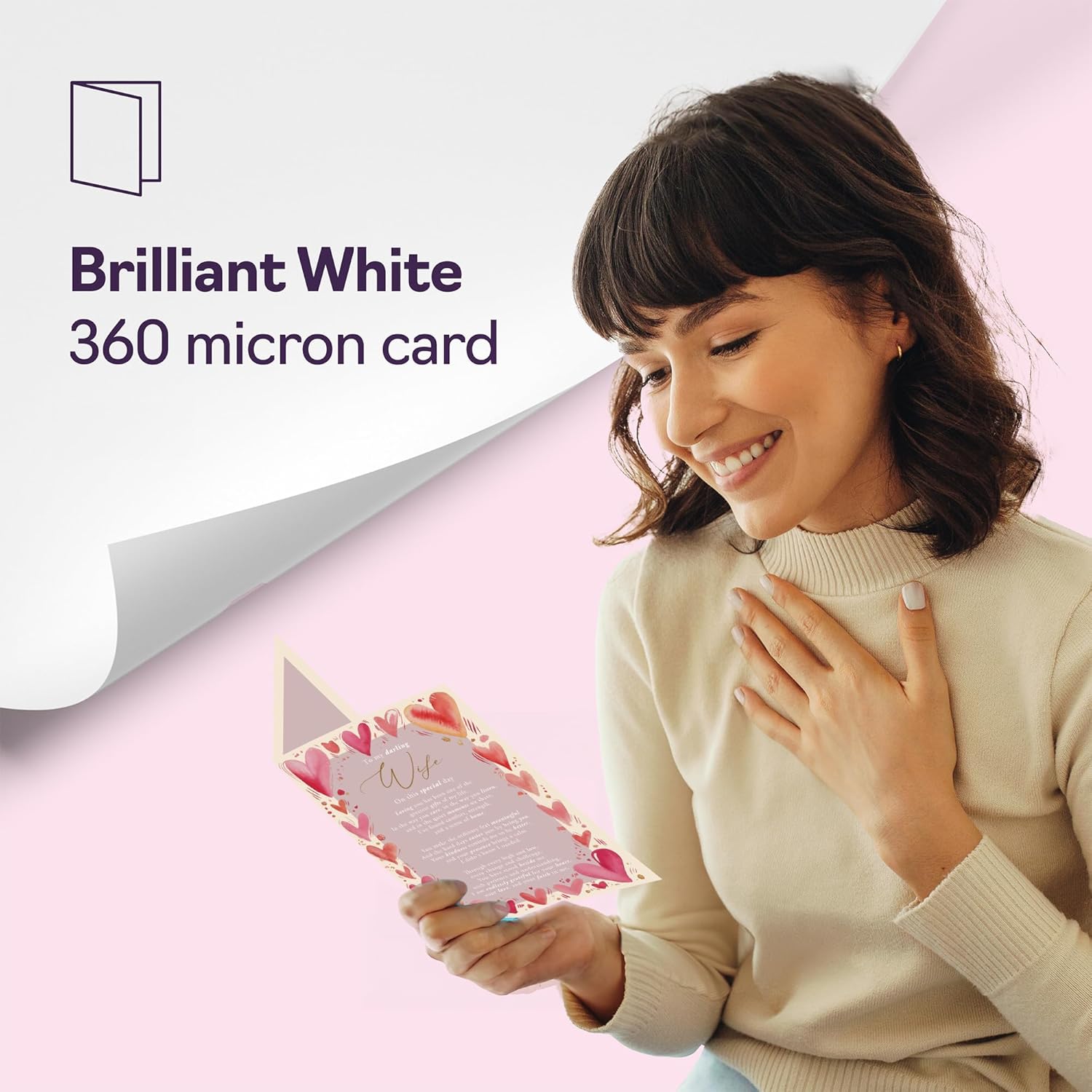 Romantic Anniversary Card for Wife - Hearts Galore and a Loving Message - Pink and Red Romantic Design, Valentine's Day - 5x7 Inch, Envelope Included - Image 7