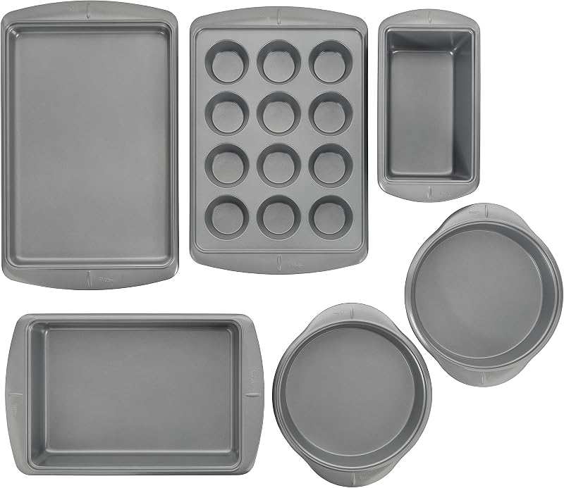 Ever Glide Juego de utensilios para hornear antiadherentes de 6 piezas Bandejas y hojas para hornear antiadherentes para pasteles Muffins Galletas y más Duradero Calentamiento uniforme Apto para lavavajillas Juego para hornear en la cocina