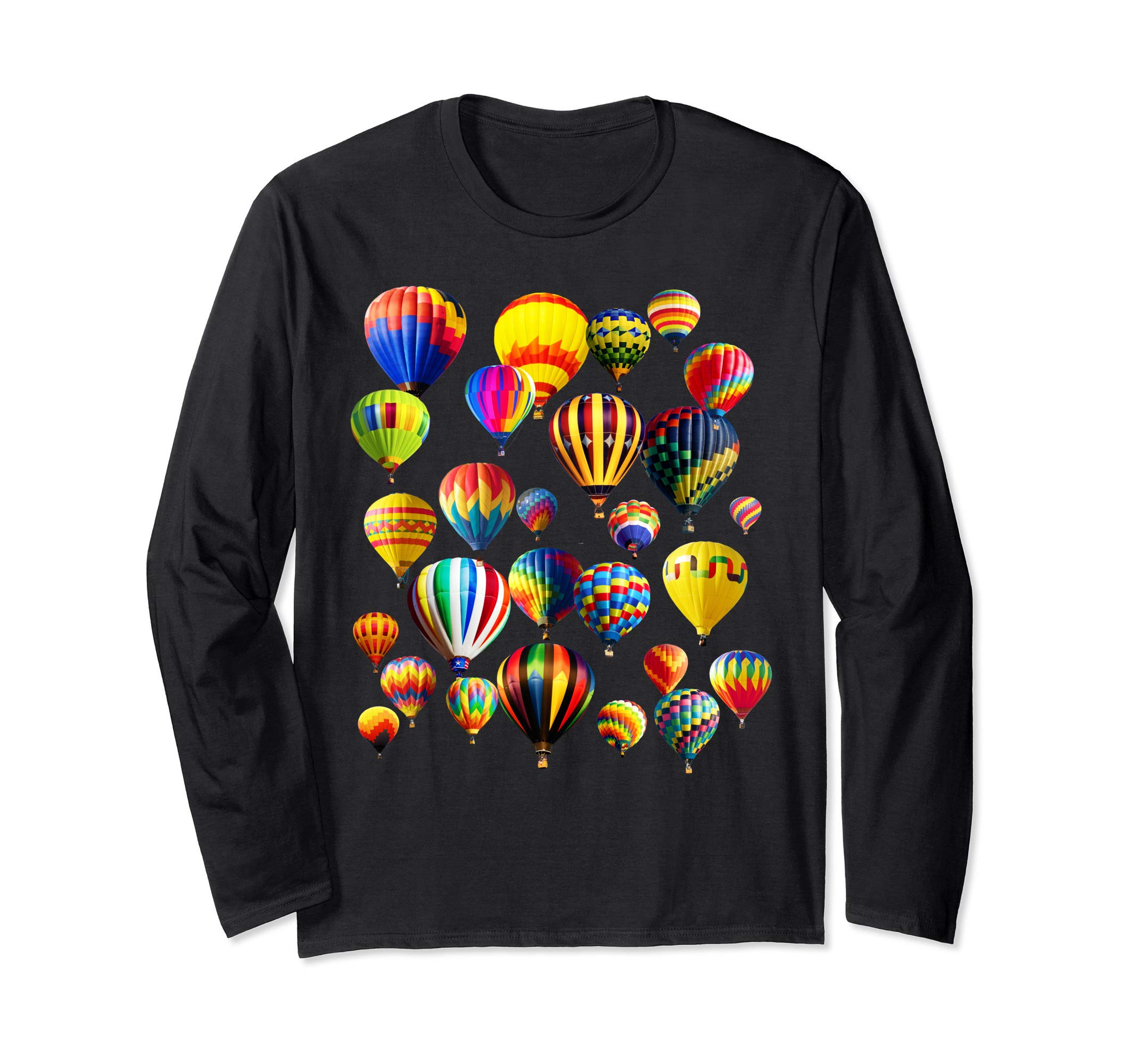 Cute Hot Air Balloon Ride Aviation Balloons Long Sleeve T-Shirt, Black