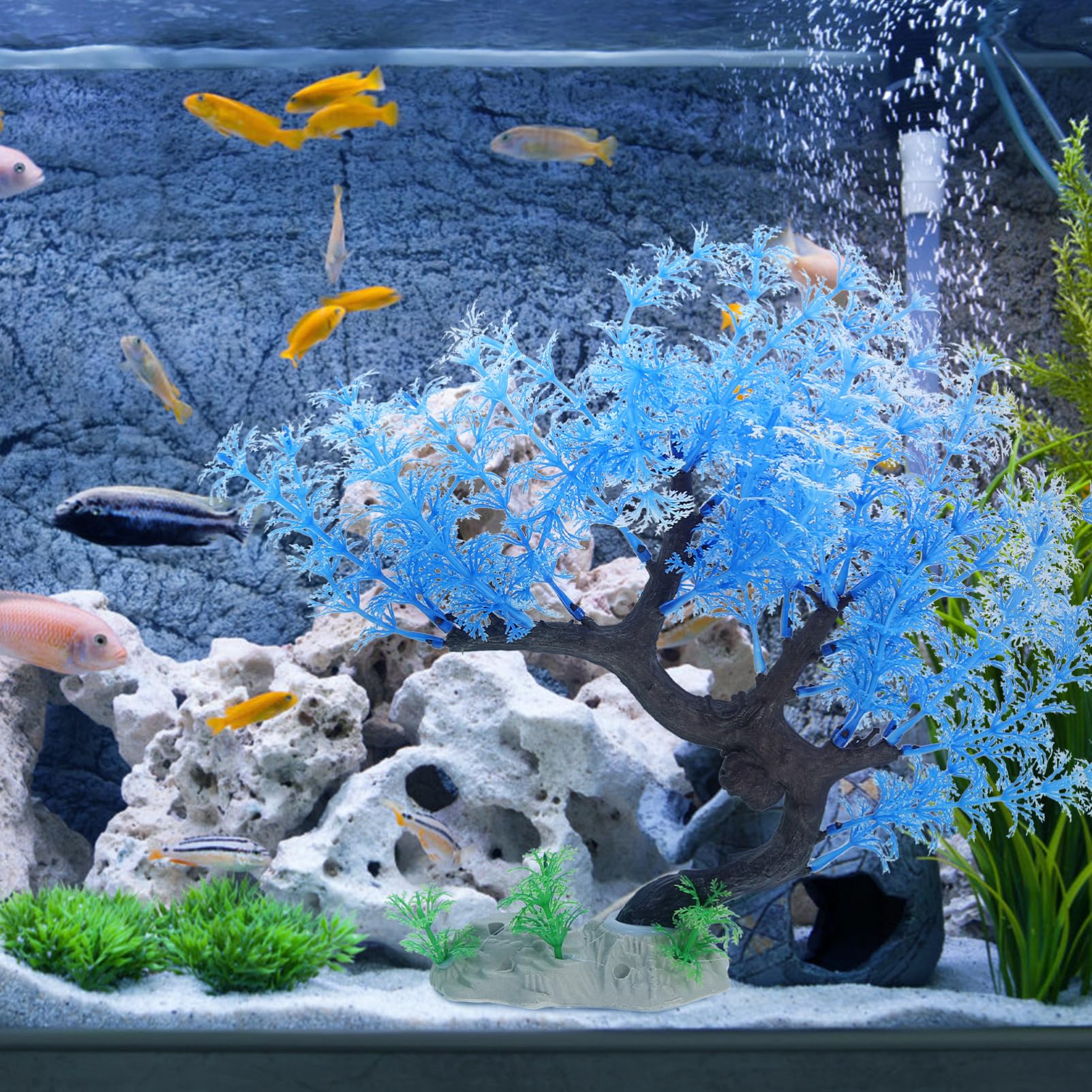 YARNOW 5 Juegos decoración del Acuario Plantas de Simulación Tanques Aire Plantas de Acuario Artificial Plants Aqua Plant pecera plastico Planta Falsa de plastico AbS