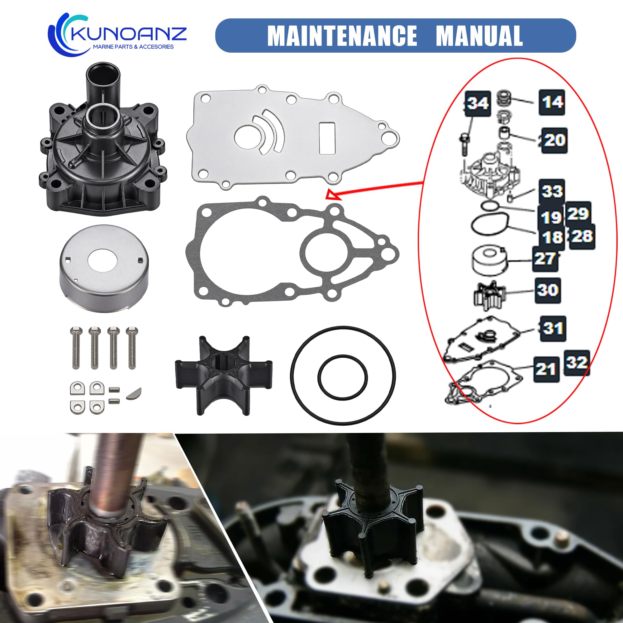 Yamaha Outboard Impeller Repair Kit - 6P2-W0078 -5 Yamaha Outboard Impeller Repair Kit - 6P2-W0078 -5