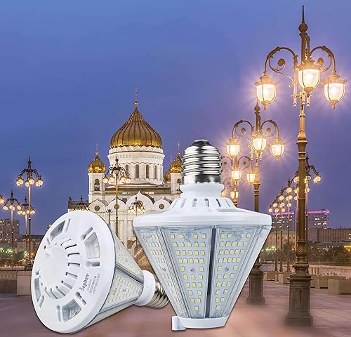 Miniatura 7 de dephen Bombilla LED de mazorca de maíz de 50 W, cono triangular de 6500 lúmenes, luz superior de poste base E26, reemplazo de halogenuros metálicos