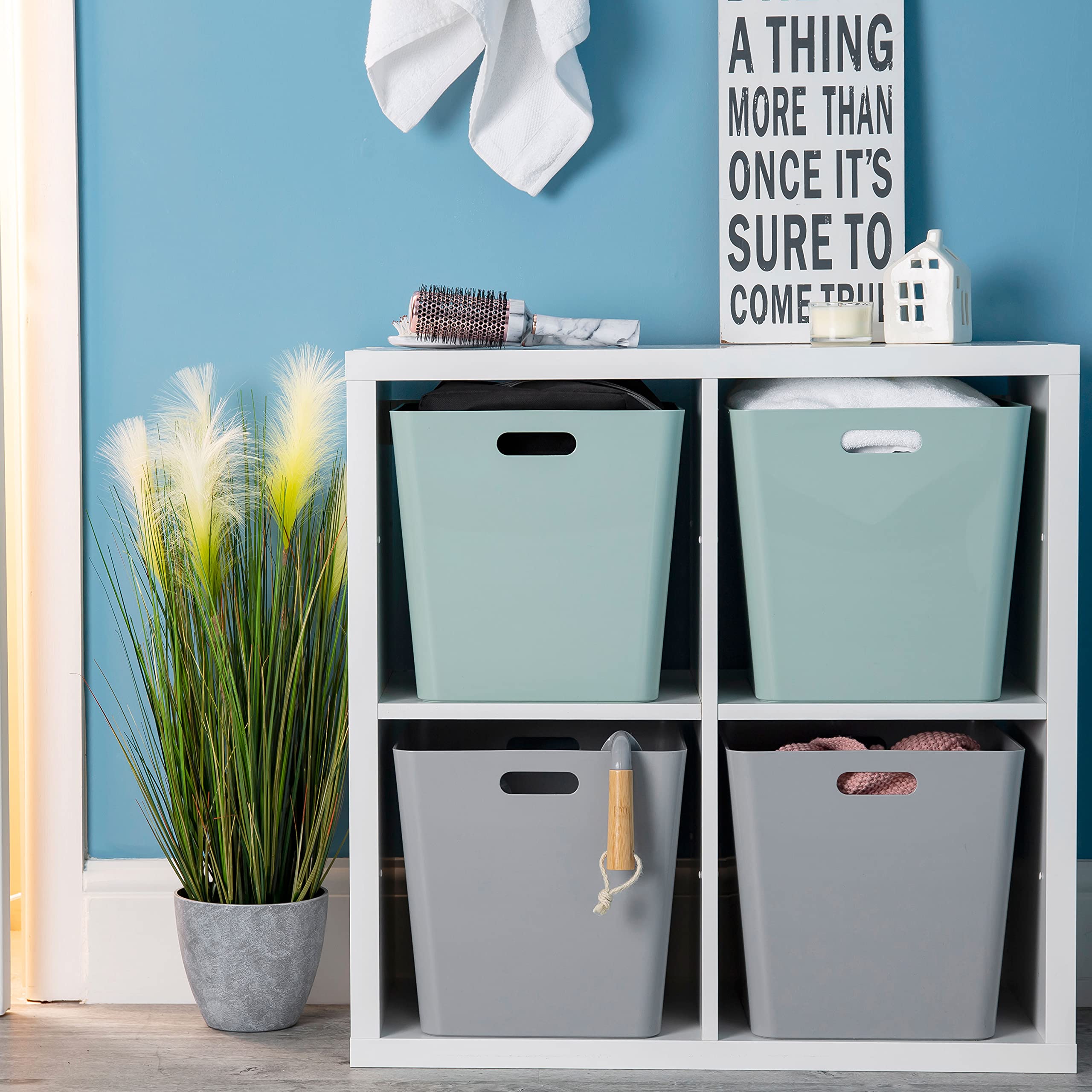 3 x Ordnungsbox Beschriftungsclips 30cm hoch grau 30x30cm Kunststoff Bad