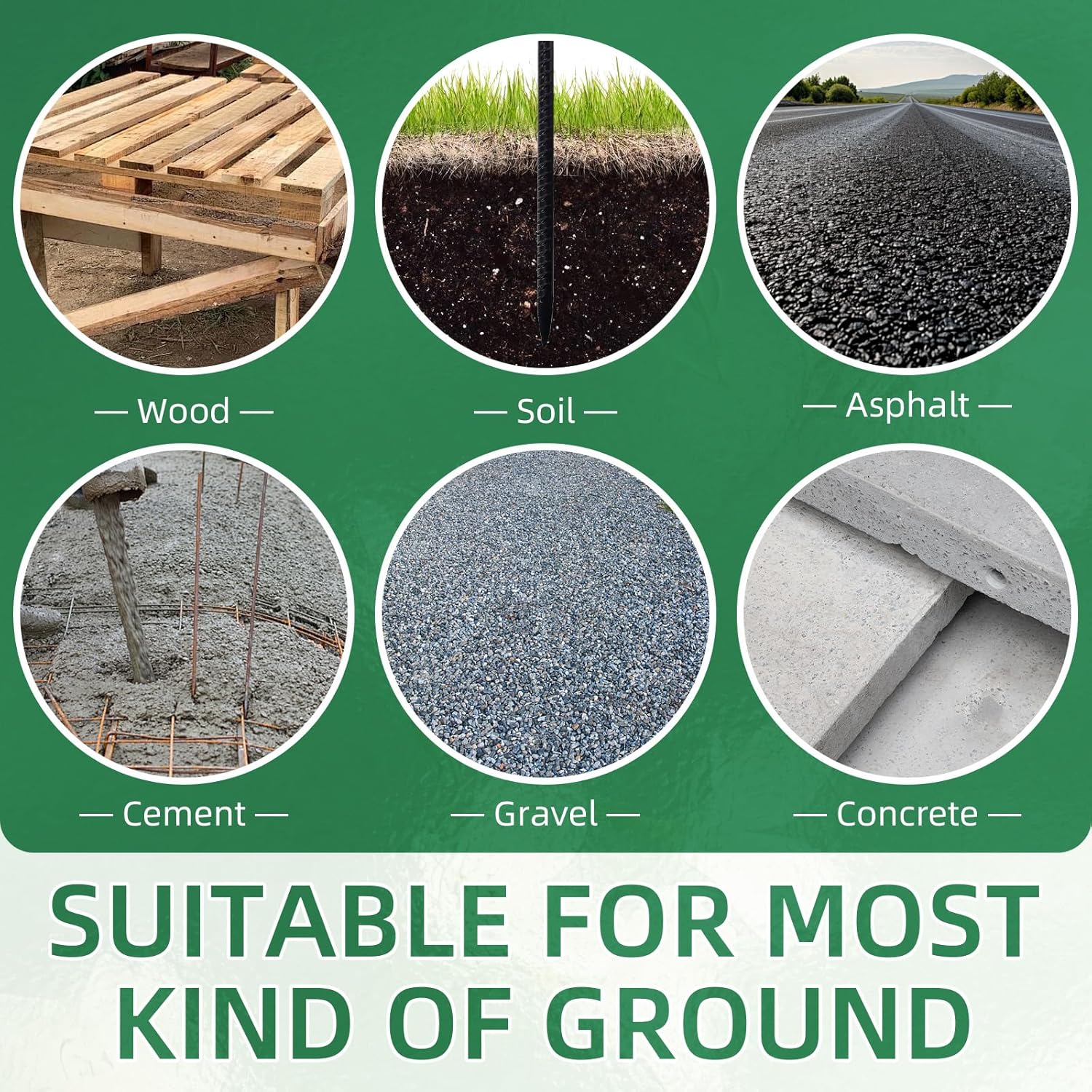 16 Inch Ground Spikes, Rebar Stakes, 1/2 Ground Stake, Galvanized Anchors, Metal Stakes for Ground (16Pcs, Black)