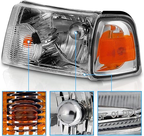Miniatura 4 de AmeriLite Juego combinado de faros delanteros de repuesto para camioneta Ford Ranger 2001-2011, lado del conductor y del pasajero