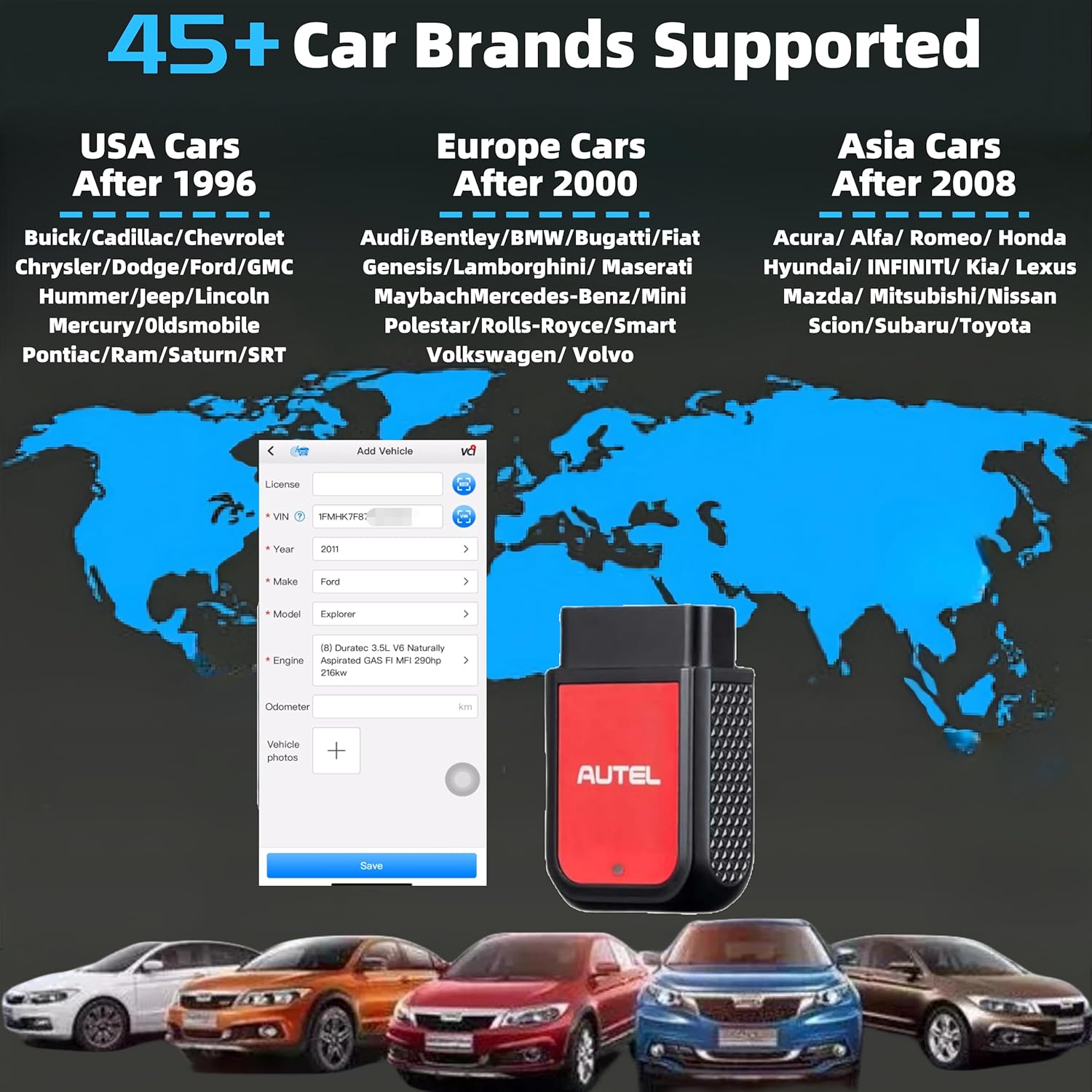 Autel MaxiAP AP2500 OBD2 Scanner Bluetooth Code Reader, Upgrade of AP200/AP200C/AP200H/AP200M, Better AP2500E, Auto Scanner Car Scan Tool, 5 DIY Servies, 45+ Car Brands, Compatible Android/iOS Phones