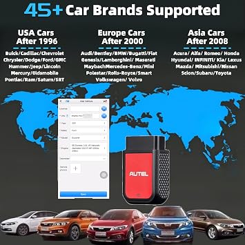 Autel MaxiAP AP2500 OBD2 Scanner Bluetooth Code Reader ، ترقية AP200 / AP200C / AP200H / AP200M ، أفضل AP2500E ، أداة مسح السيارات بالماسح الضوئي ، 5 خدمات DIY ، 45 + علامات تجارية للسيارات ، هواتف Android / iOS متوافقة