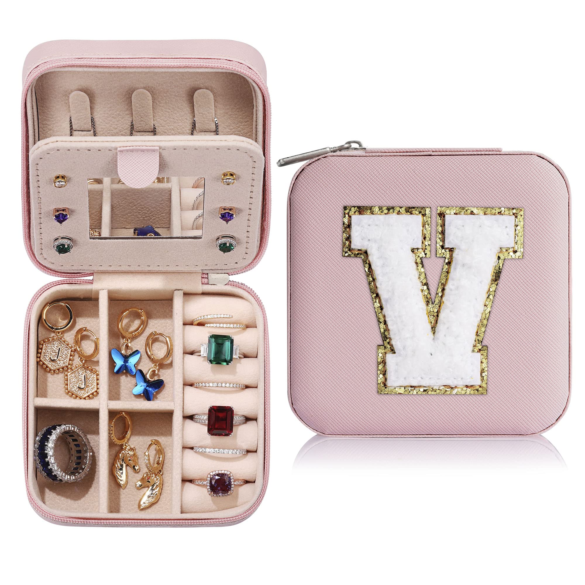 Parima Pink 'W' Initial Jewelry Box - Travel Case for Women & Girls