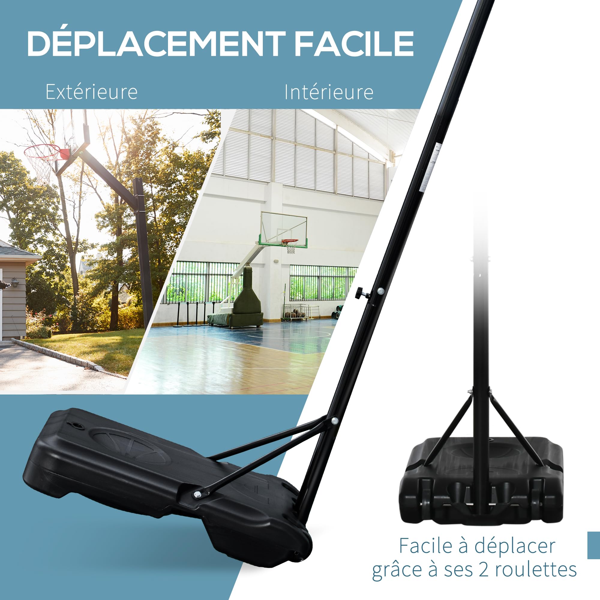 HOMCOM Panier de basketball sur pied avec roulettes hauteur réglable à 5 niveaux base de lestage eau ou sable usage intérieur extérieur acier 74 x 127 x 193 5-248 5 cm noir et rouge HOMCOM Panier de basketball sur pied avec roulettes hauteur réglable à 5 niveaux base de lestage eau ou sable usage intérieur extérieur acier 74 x 127 x 193 5-248 5 cm noir et rouge