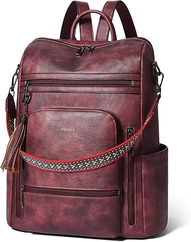 Miniatura 21 de Shrrie - Mochila de cuero vegano para laptop para mujer de 14 pulgadas, mochila de trabajo, mochila de moda, mochila de viaje, bolso para negocios y