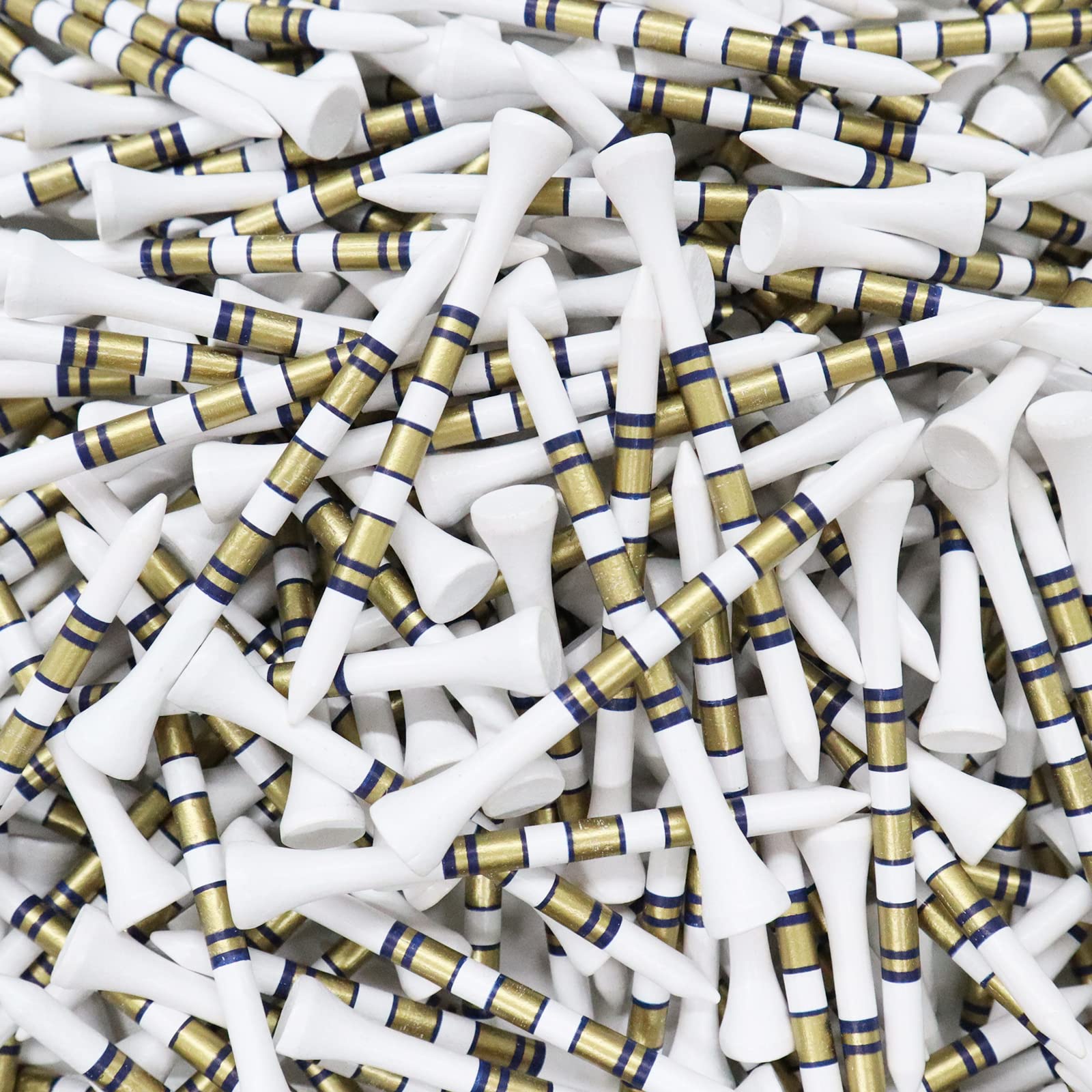 FINGER TEN Golf Tees Wood 3 1/4 2 3/4 Inch Value 50/120 Count, Durable Tees with Bright Colored Stripes for Consistent Height, 70mm 83mm Long Tees