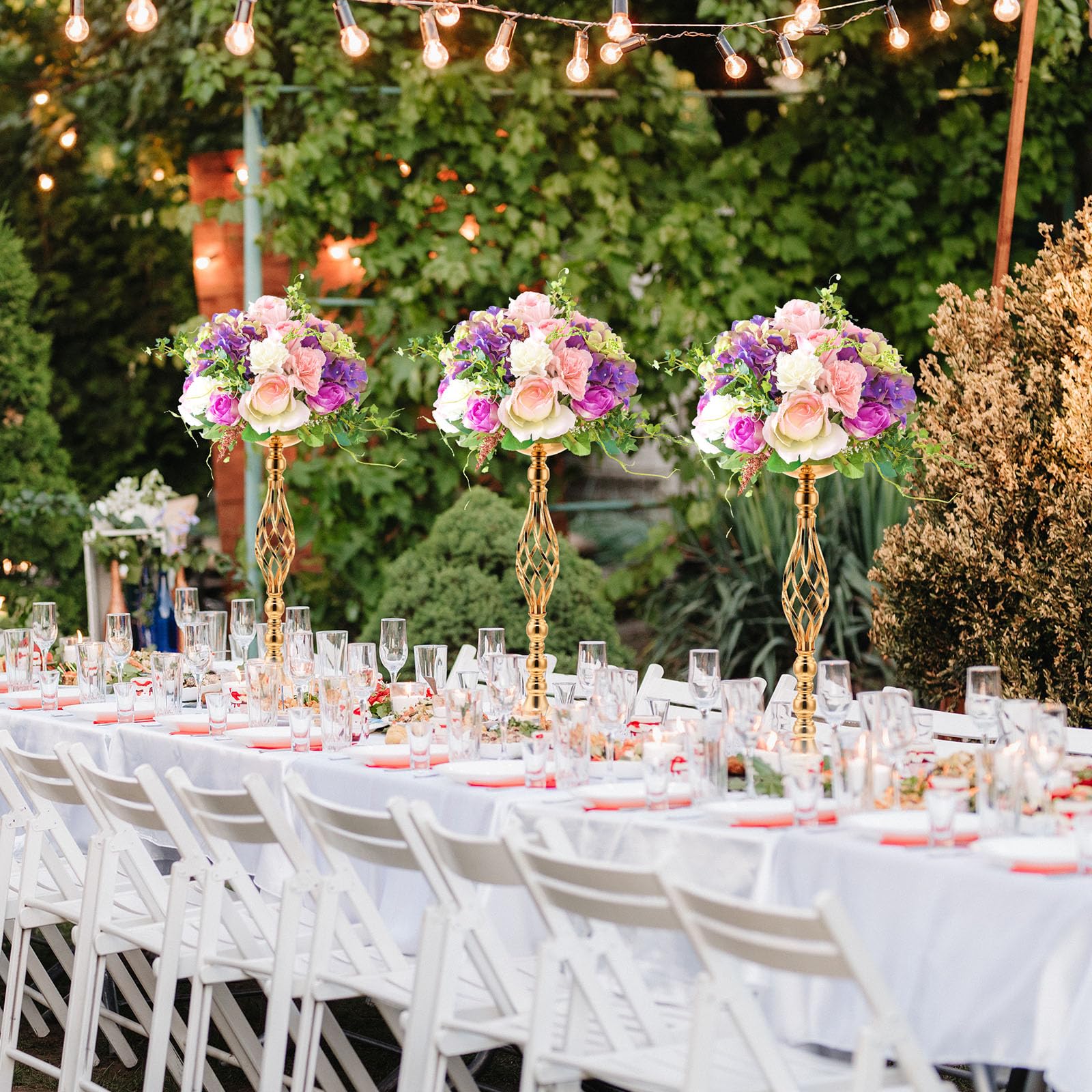 Rtteri 10 pezzi grandi centrotavola per matrimoni, decorazioni da tavolo, in metallo, per composizioni floreali, eleganti vasi per fiori, portacandele per matrimoni, ricevimenti, feste, eventi, hotel