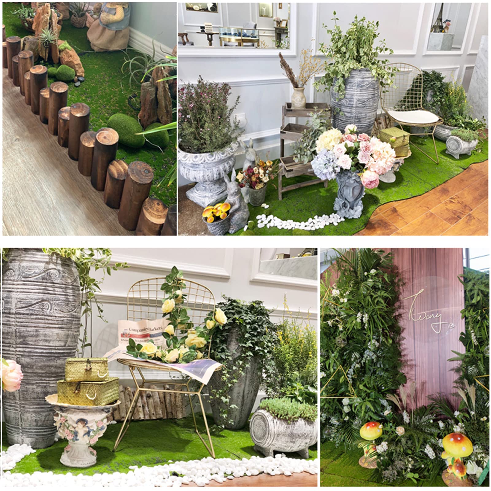 Künstliche Moosmatte, Kunstmoos Grasmatte, Kunstrasen Rasenteppich für Hausgarten, Terrasse, DIY Deko, Gefälschte Moos,Green