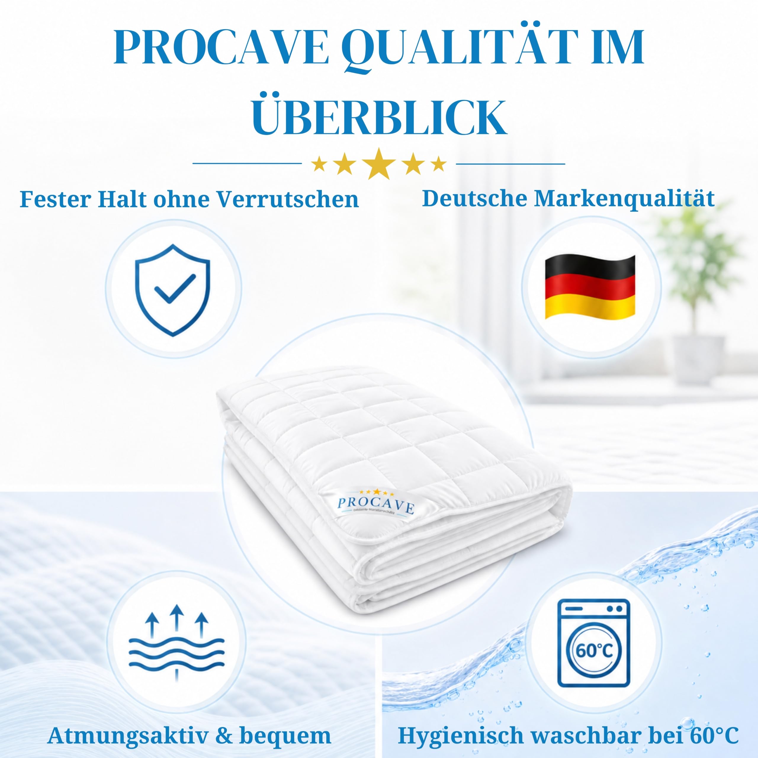 PROCAVE de Cubrecama Micro-Comfort con Borde gomado, Tela, weiß, 160 x 200 cm