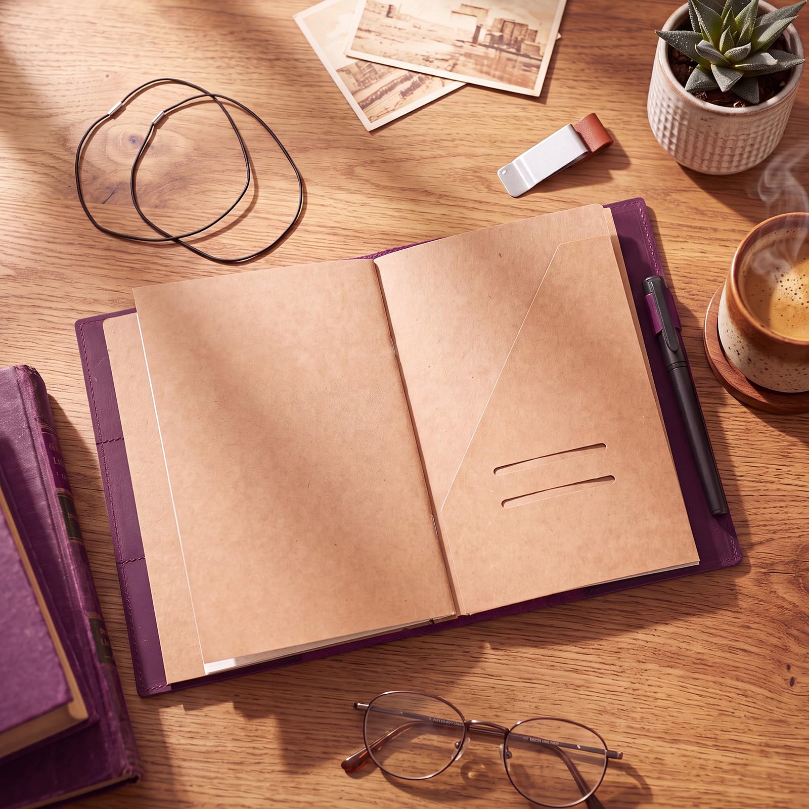 Eaasty Copertina per diario di viaggio in pelle A5 con tasche interne, scomparti per carte di credito e portapenne, inserti per diario di viaggio, cartella in PVC, clip per raccoglitore ed elastici