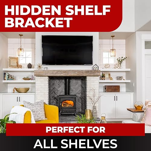 Miniatura 150 de Soporte de estante flotante resistente de 4 x 22 pulgadas - Soporte de estantes de pared largos, accesorios de estante flotante ocultos, soportes