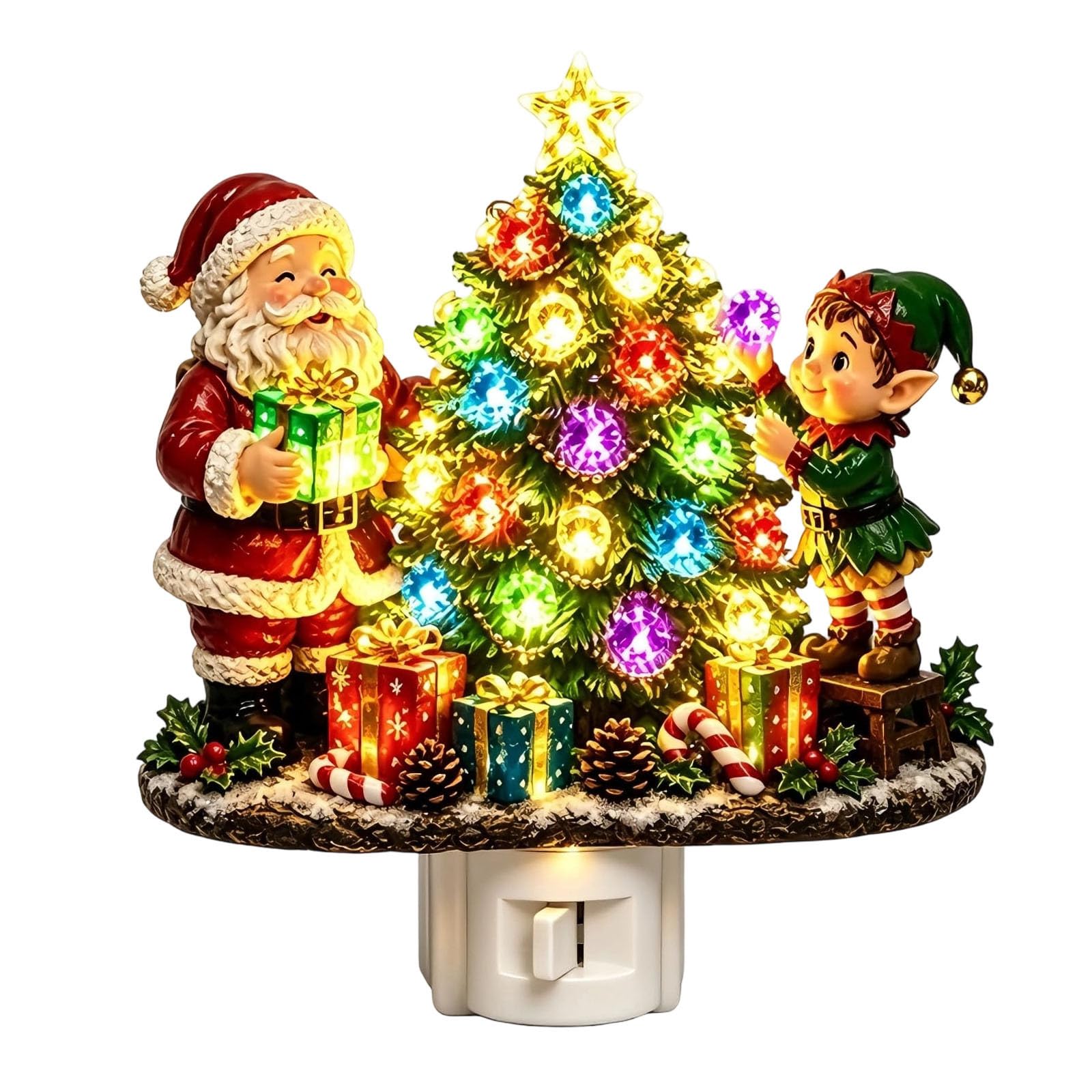 2026 Christmas Plug in Night Light 3D Sparkling Crystal Holiday Festive LED Lamp Rhinestone Halloween Wall for Bedroom Outdoor and Garden Room Entrance (A, 17cm)