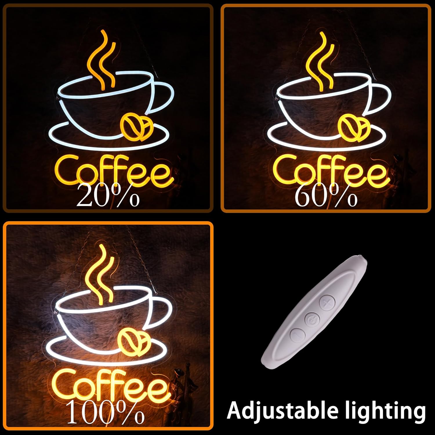 Coffee Neon Sign Coffee LED Sign for Wall Decoration Cafe Restaurant Living Room Party Decoration Gift for Friends (12.7 * 15.6 inches)