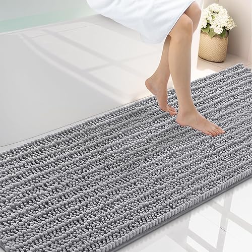 Miniatura 177 de Smiry Alfombras de Baño 24 x 16 pulgadas, Tapetes de Baño de Chenilla Extra Suaves y Absorbentes, Respaldo de Goma Antideslizante, Lavable a Azul